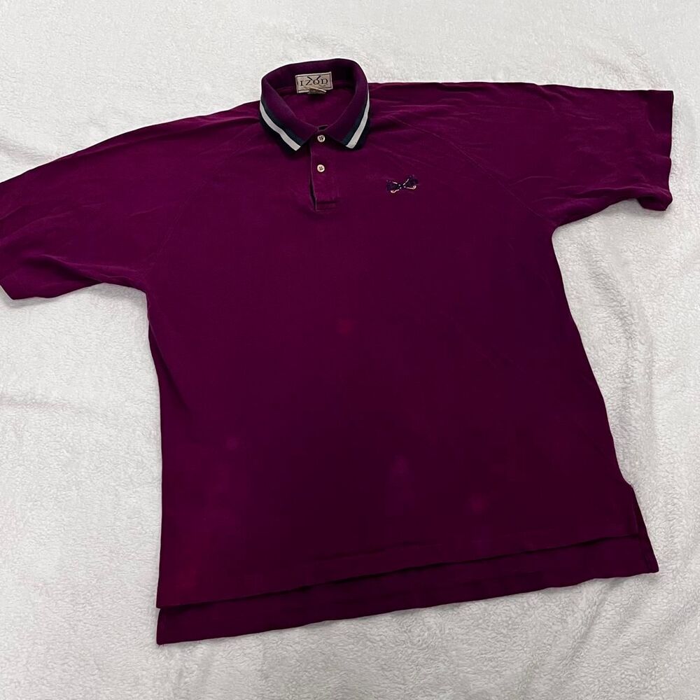 Izod Men's Purple and Burgundy Polo-shirts